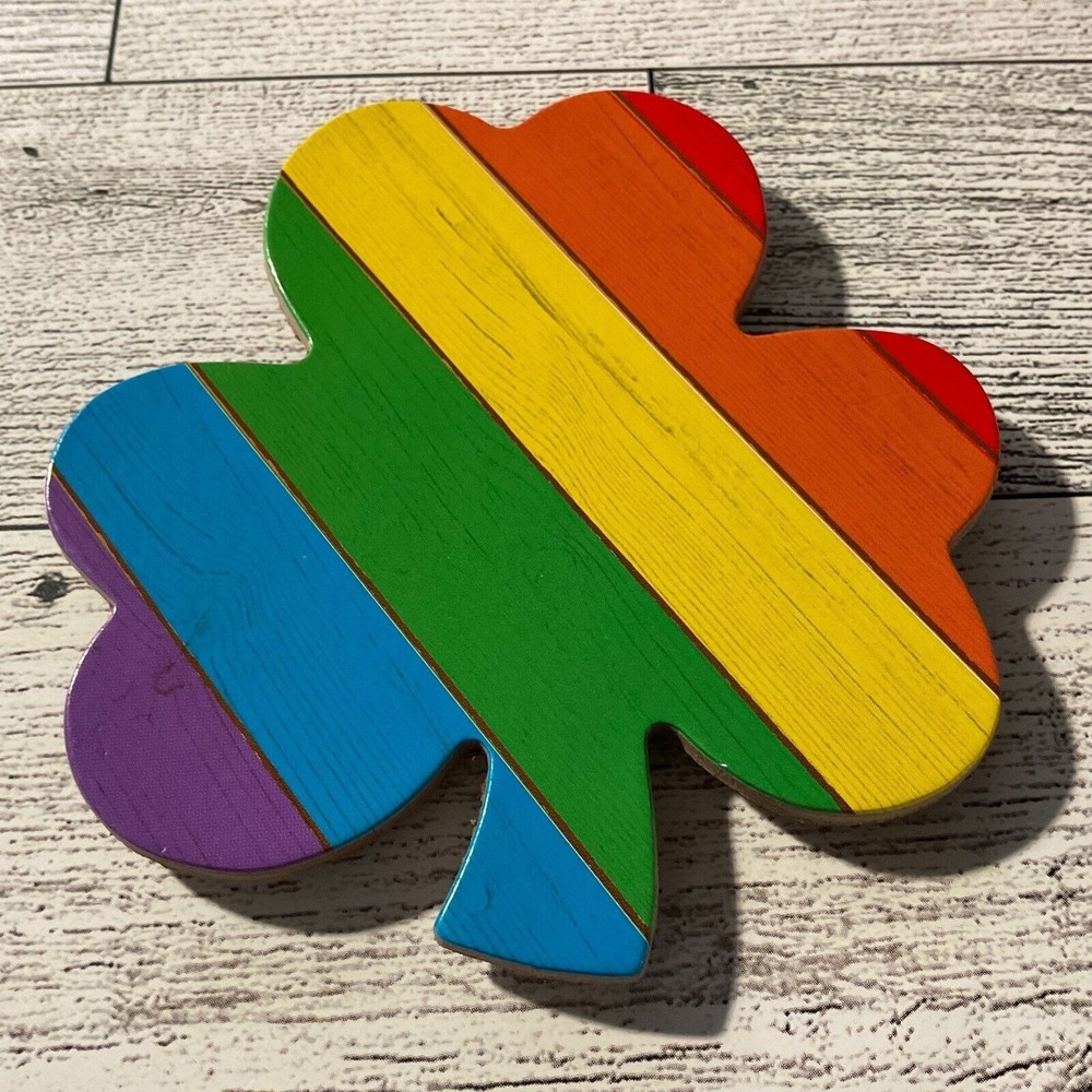 St. Patrick's Day  Chipboard  Rainbow Shamrock 3 1/2" Magnet